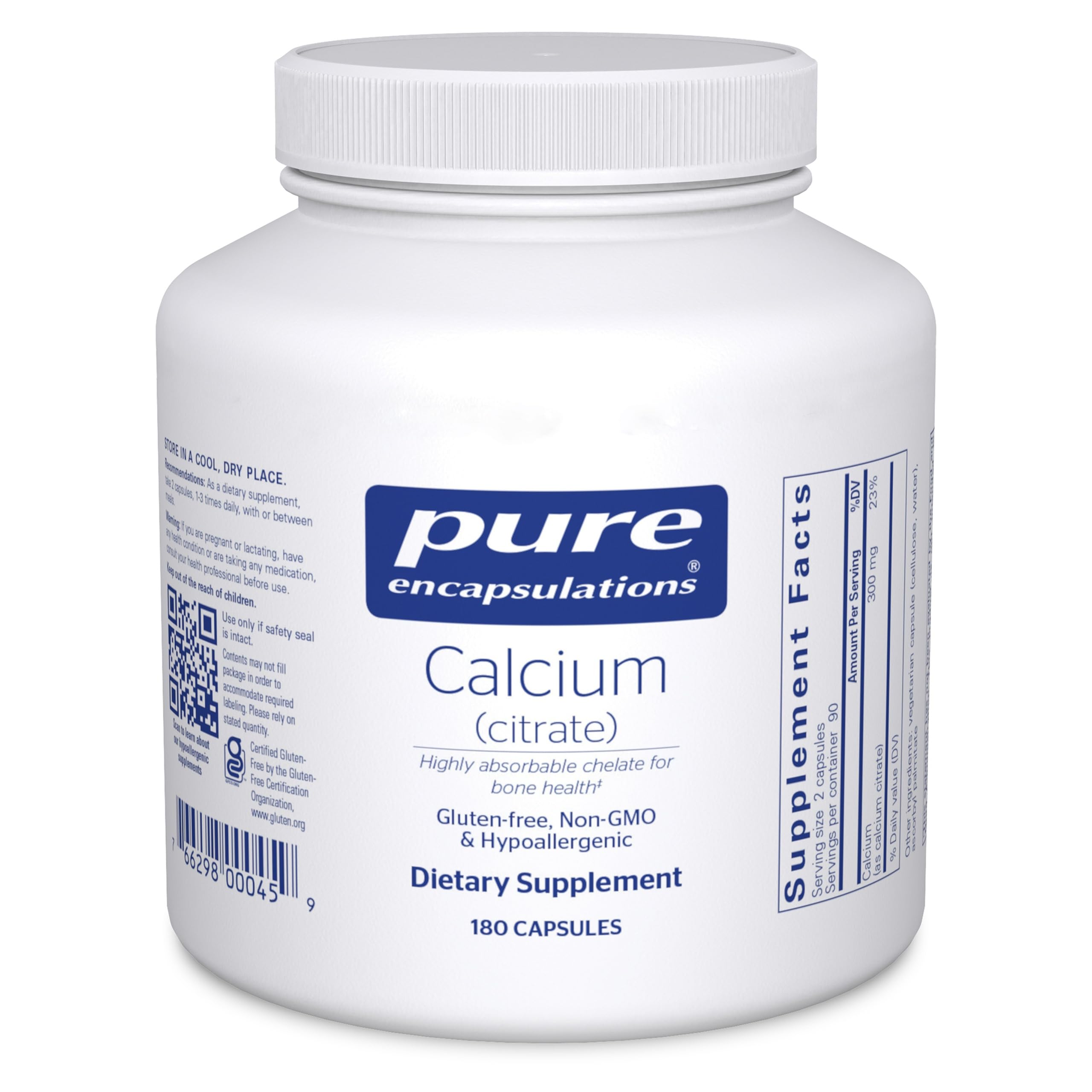 Pure Encapsulations front bottle showing product for reliable mineral support