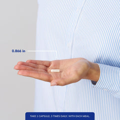 Pure Encapsulations capsules in hand demonstrating recommended serving size convenience