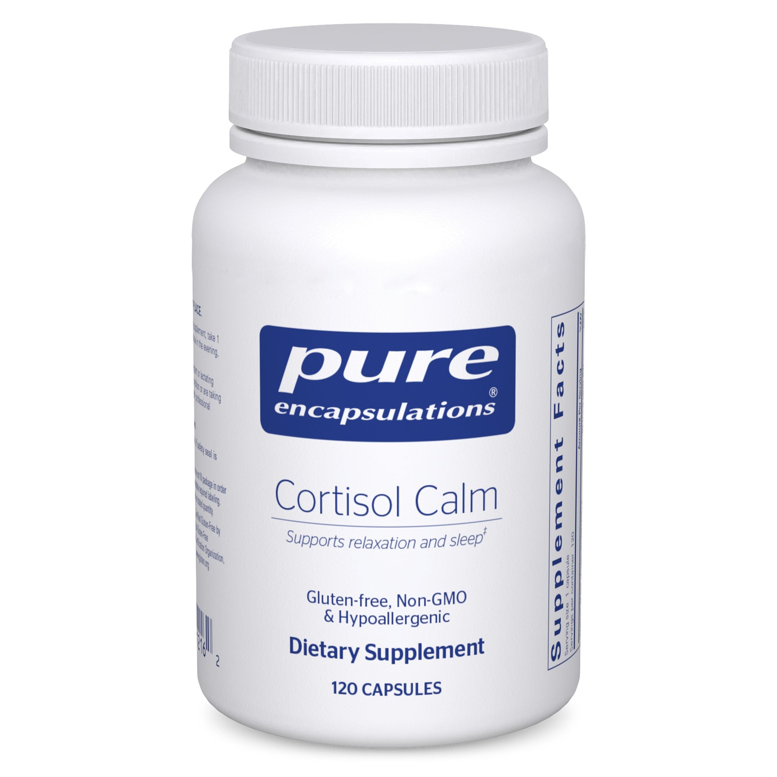 Pure Encapsulations bottle front showing product and calming benefit
