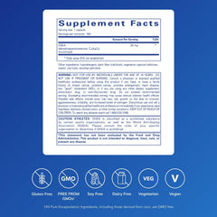 Pure Encapsulations DHEA next to a standard object showing 180-capsule bottle scale