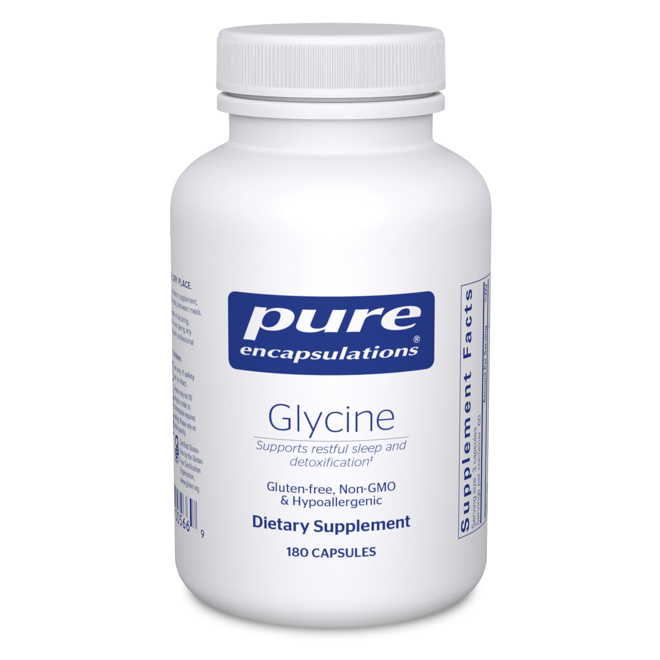Pure Encapsulations Glycine front bottle showing clean label and benefits