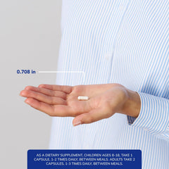 Pure Encapsulations handful of capsules demonstrating serving size and convenience