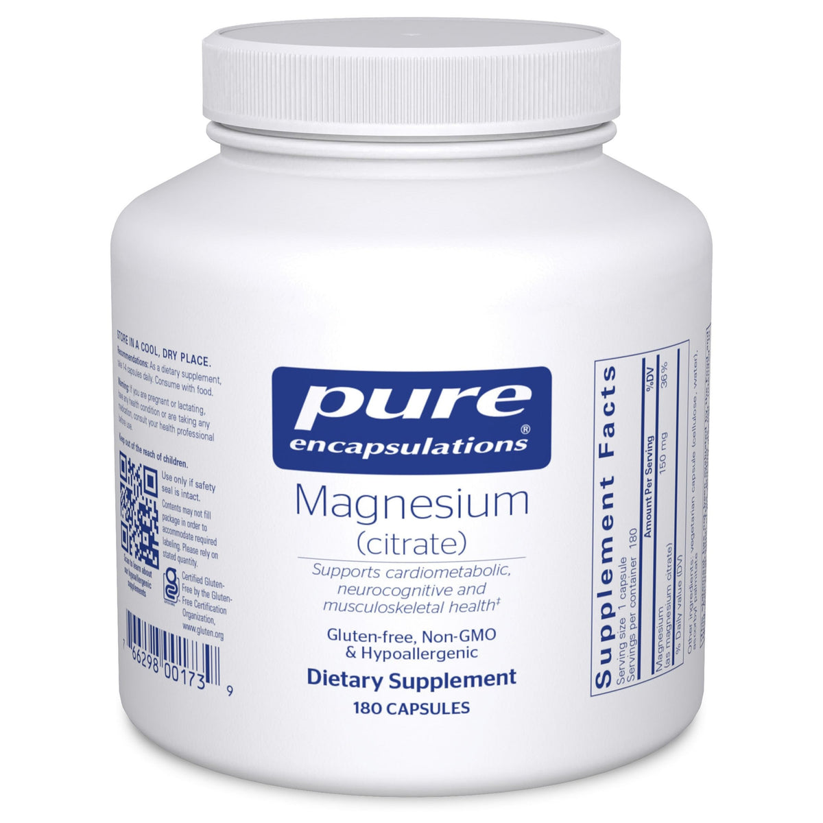 Pure Encapsulations front packaging showing bottle and clean-label benefit
