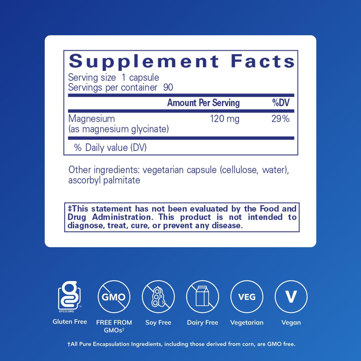 close-up of a single Pure Encapsulations magnesium glycinate capsule showing smooth texture