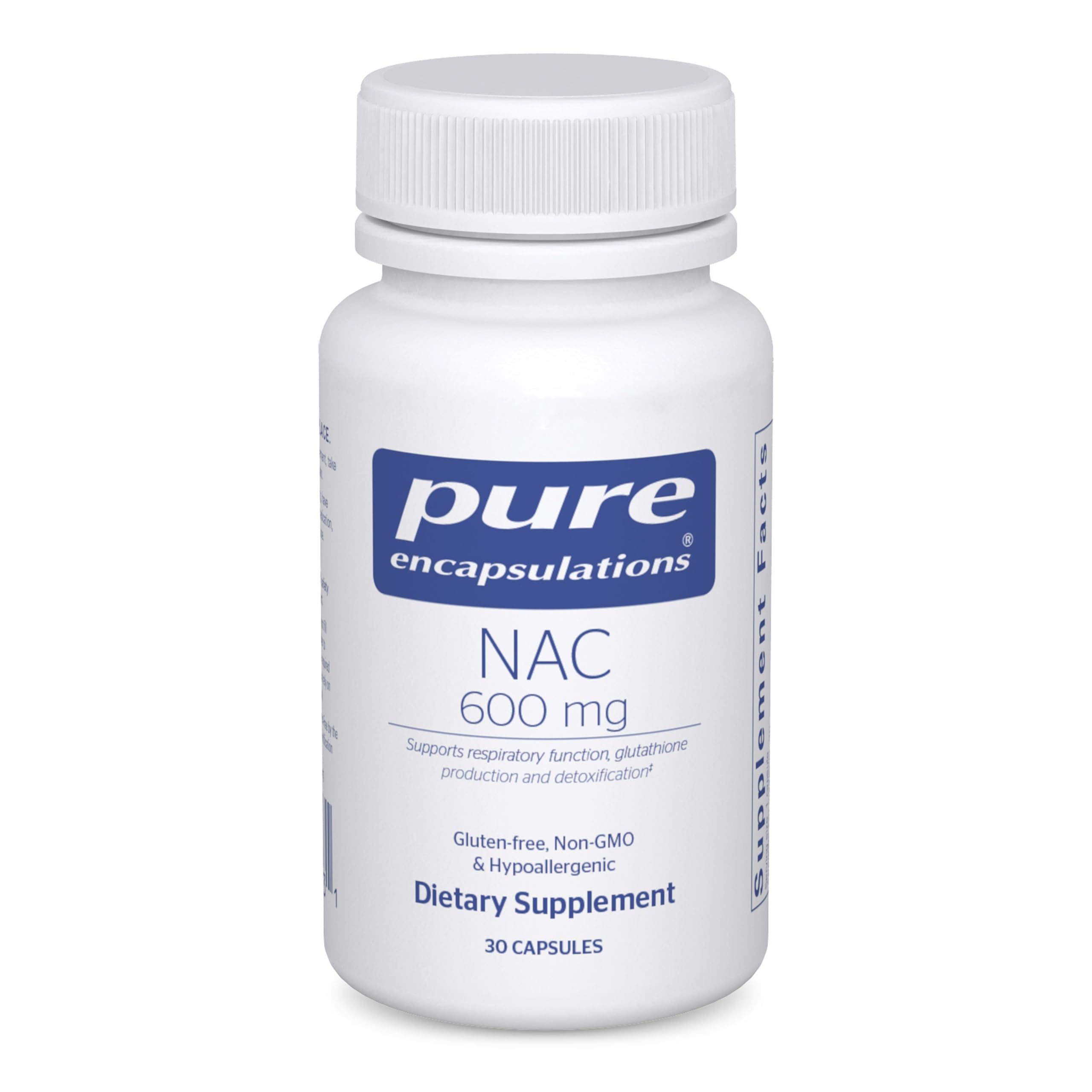 Pure Encapsulations bottle front showing NAC 600 mg for clean antioxidant support