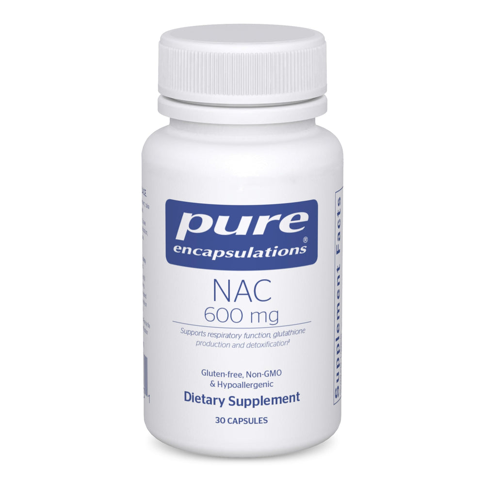 Pure Encapsulations bottle front showing NAC 600 mg for clean antioxidant support