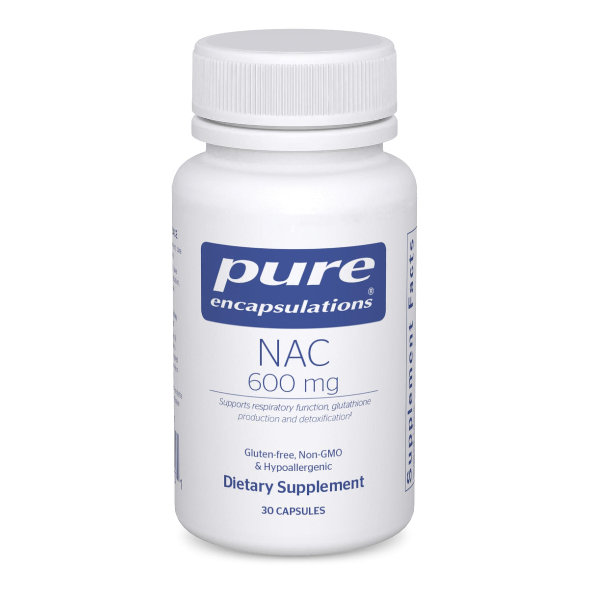 Pure Encapsulations bottle front showing NAC 600 mg for clean antioxidant support
