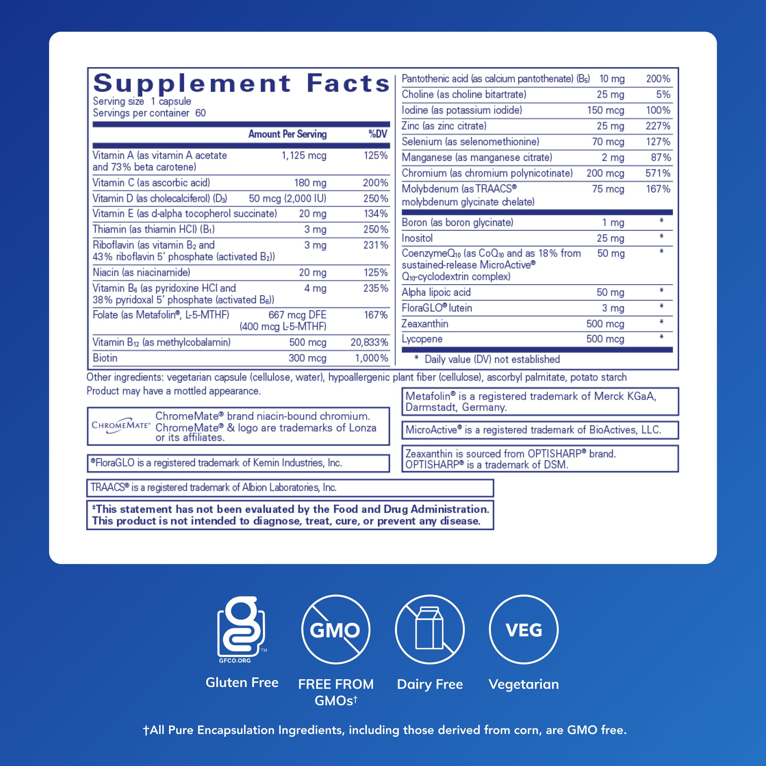 Pure Encapsulations capsule close-up displaying smooth capsule for easy swallowing