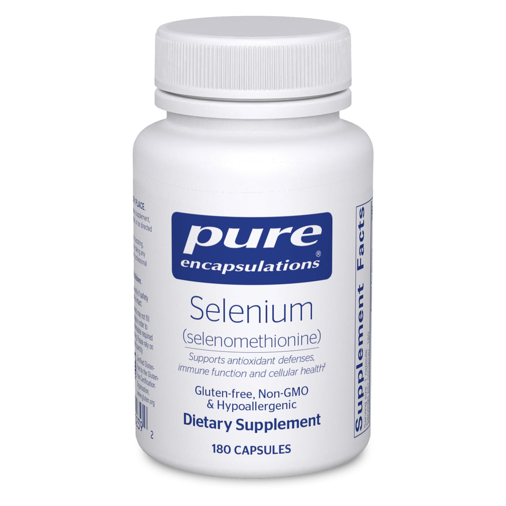 Pure Encapsulations front label showing selenium product and clear benefit