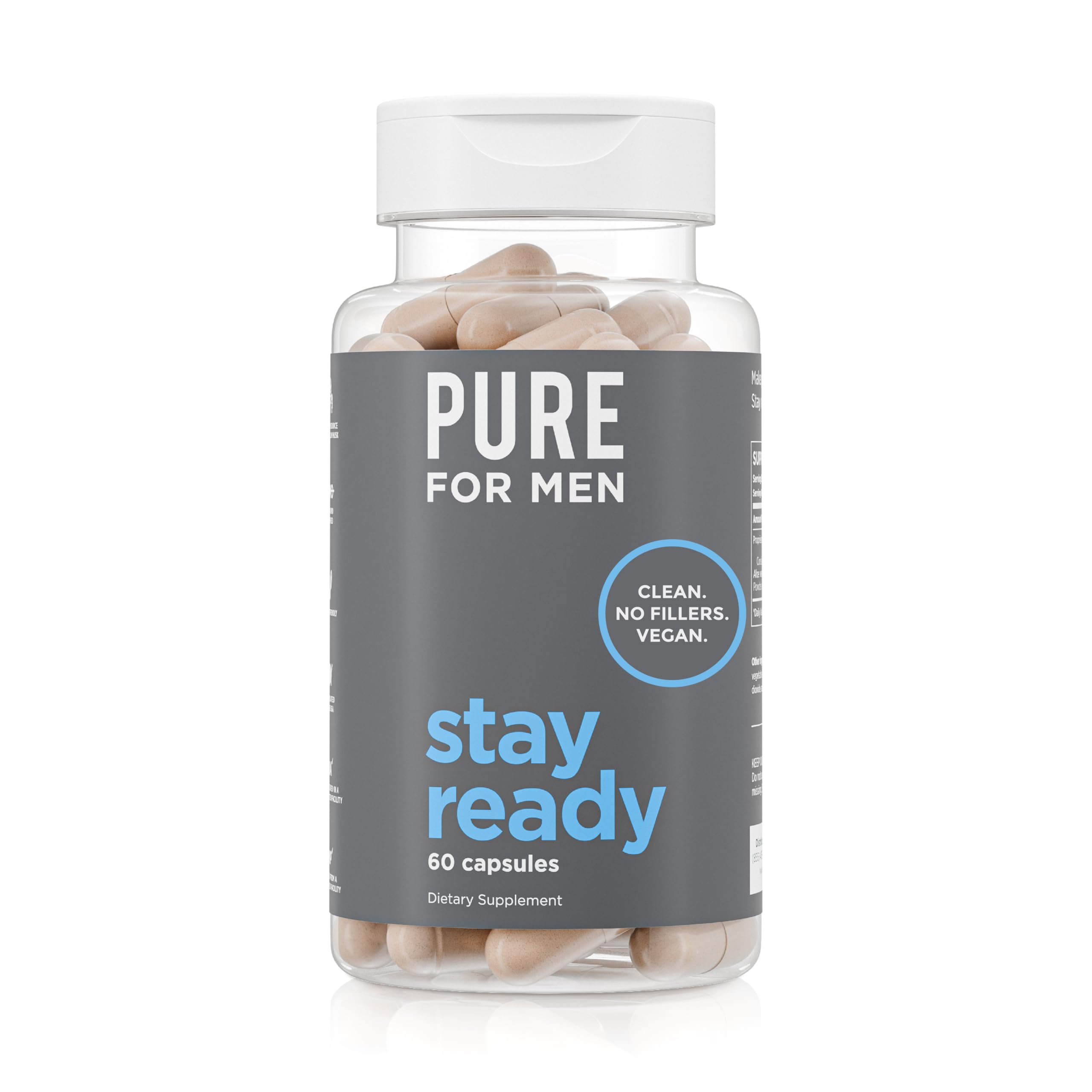 Pure for Men bottle front view showing vegan fiber supplement benefits