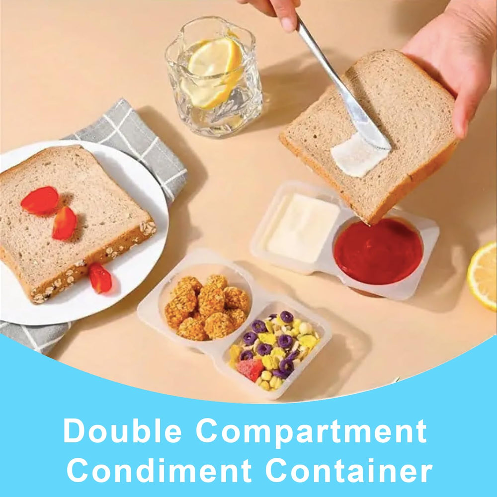 Pure Future top view of two compartments holding dip and veggies, keeps food separate