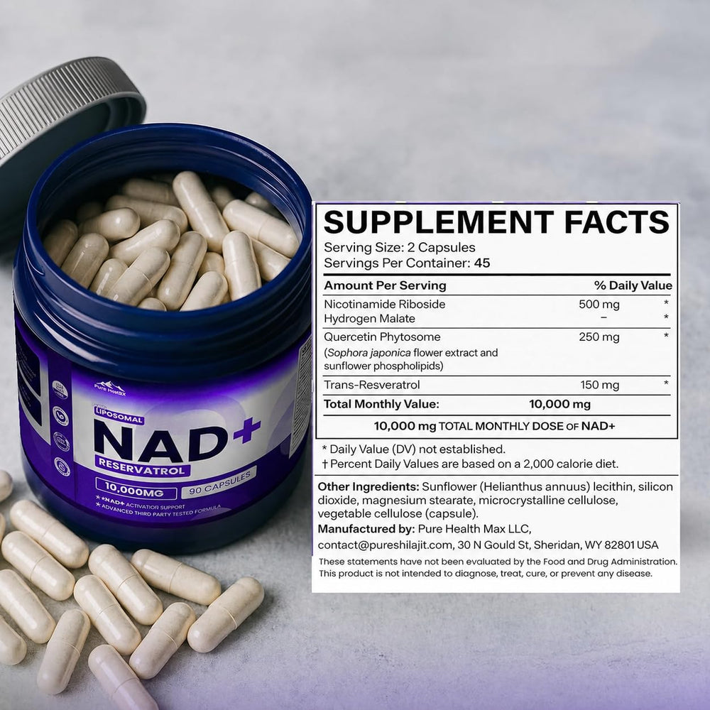 PURE HEALTH MAX supplement facts label closeup highlighting clean ingredients