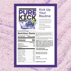 PURE KICK single packet close-up highlighting portable energy and flavor
