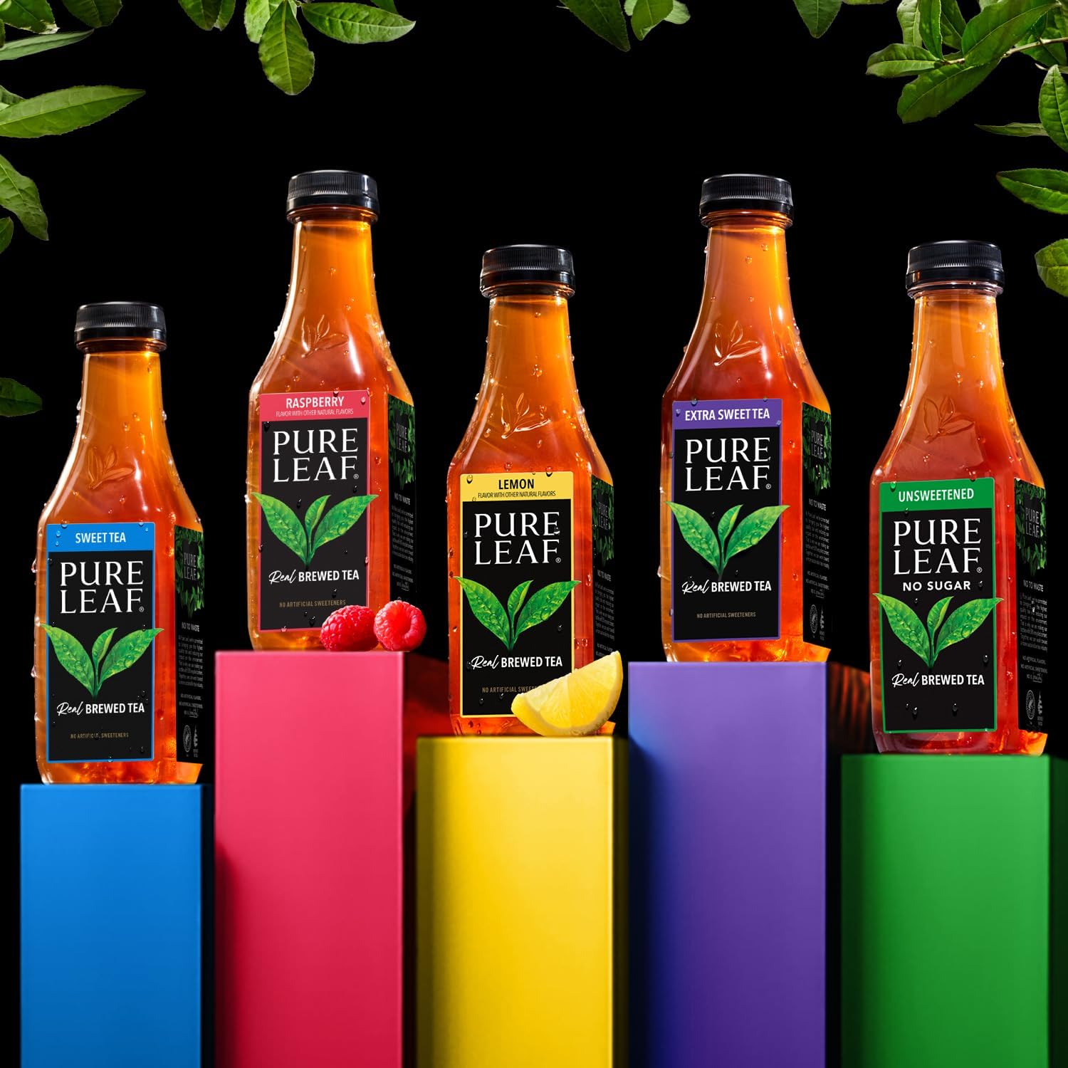 Pure Leaf bottle in hand size comparison showing single-serve convenience