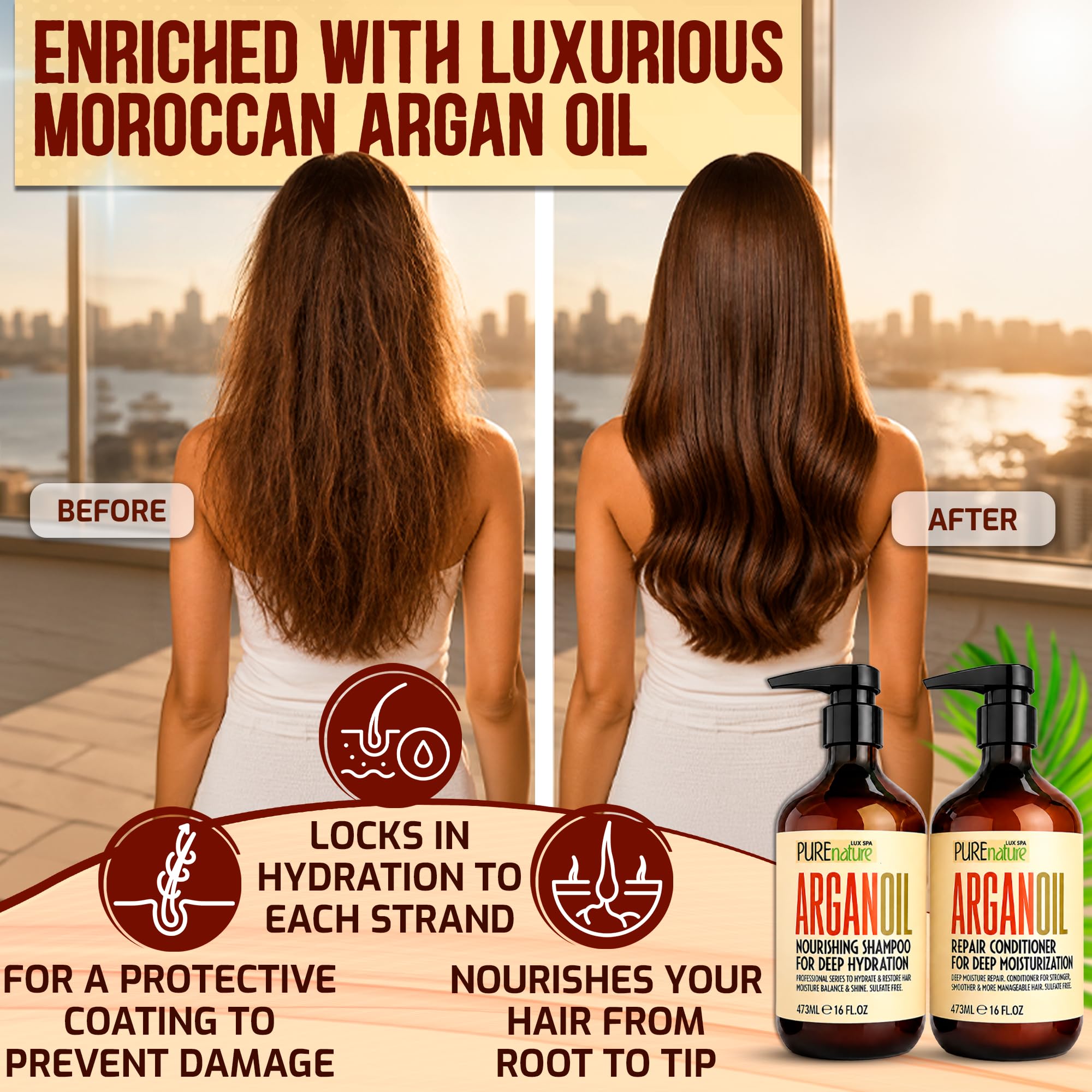 PURE NATURE LUX SPA label close-up highlighting ingredients and professional quality