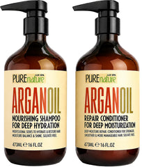 PURE NATURE LUX SPA front packaging shows complete argan oil set for glossy hair