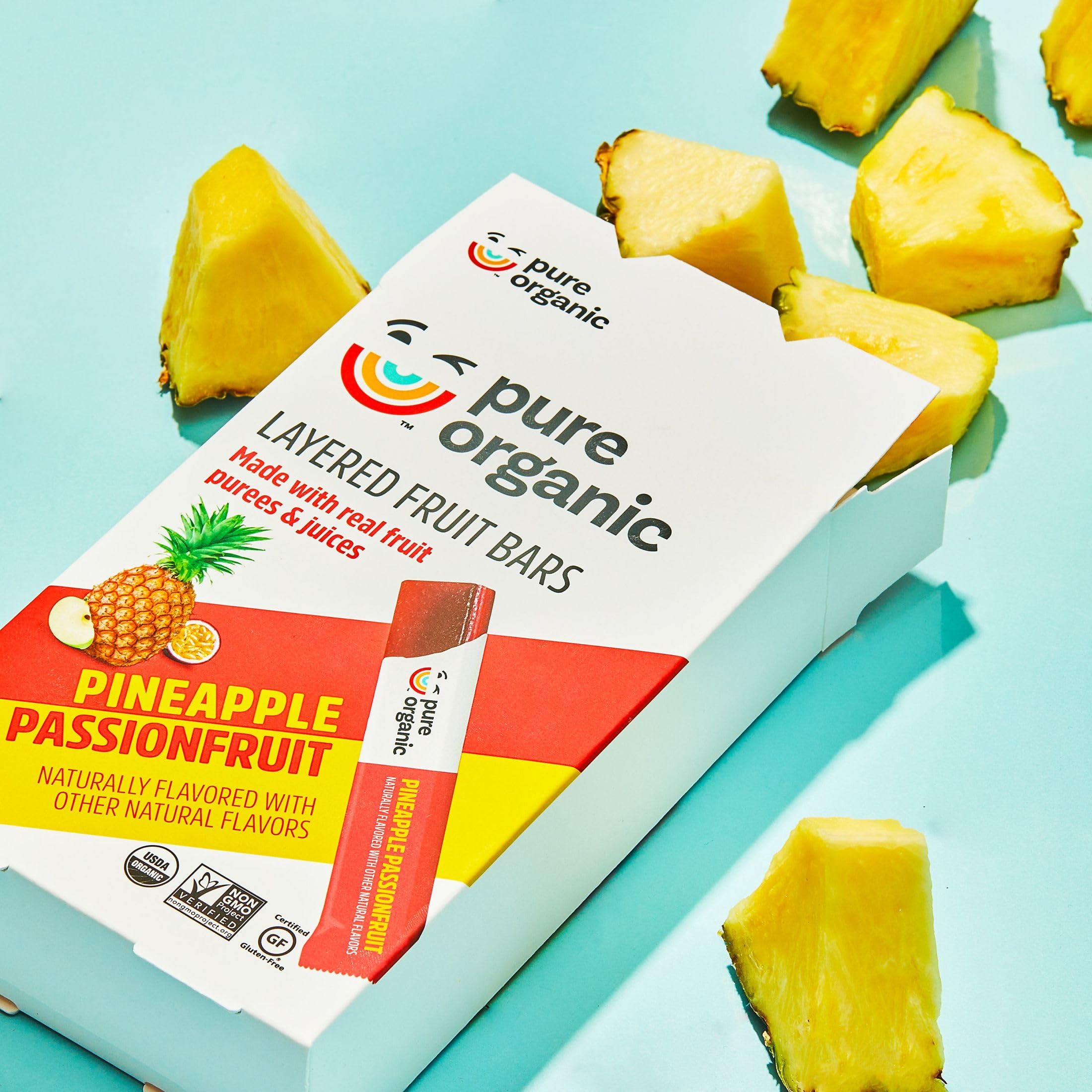 Pure Organic bar in hand to demonstrate size and perfect single-serve portion