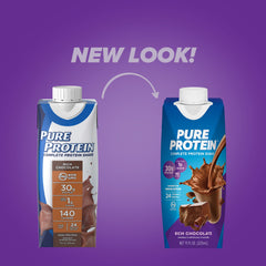 Pure Protein label closeup with nutrition facts highlighting 30g protein