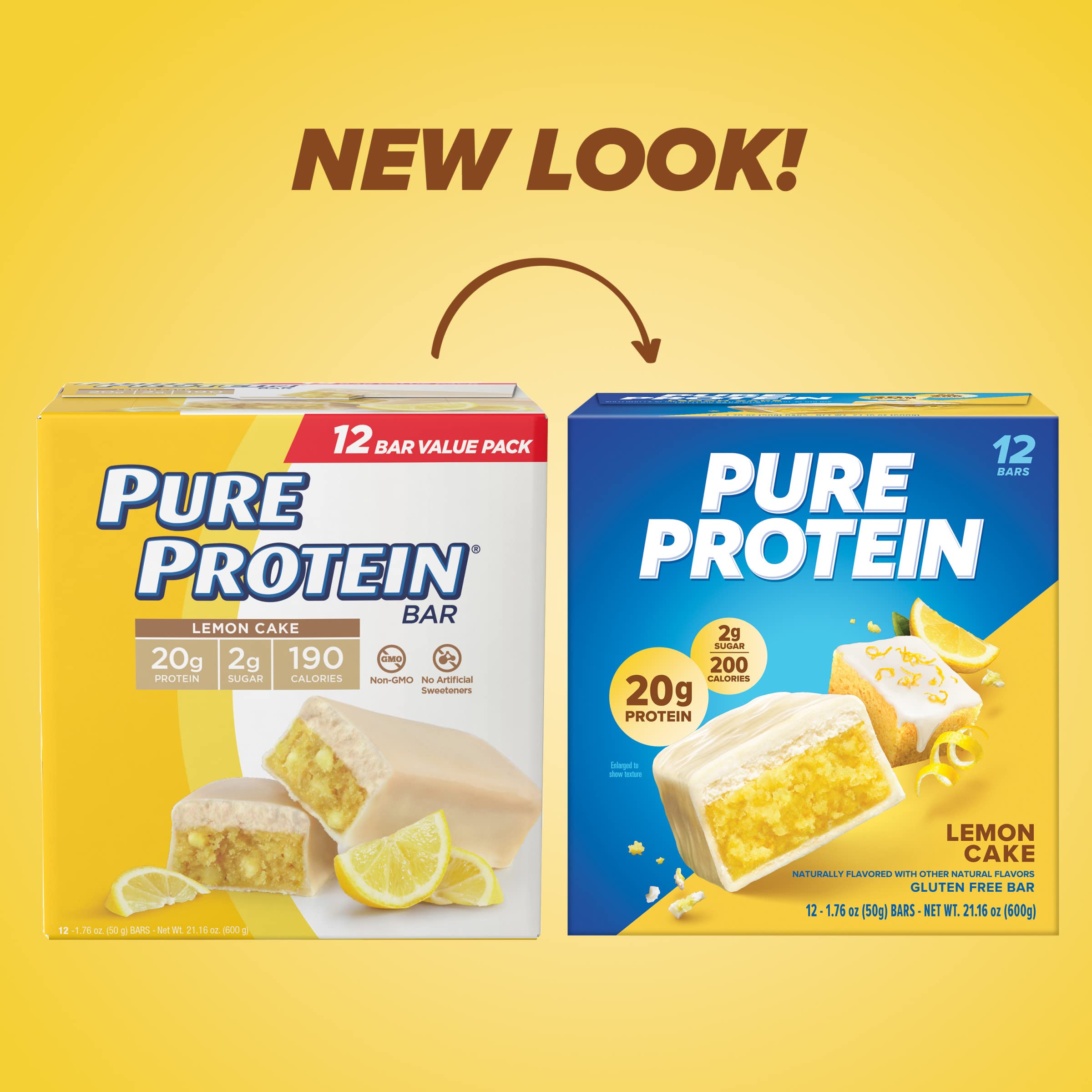 Pure Protein cross-section of lemon cake bar highlighting moist interior and ingredients