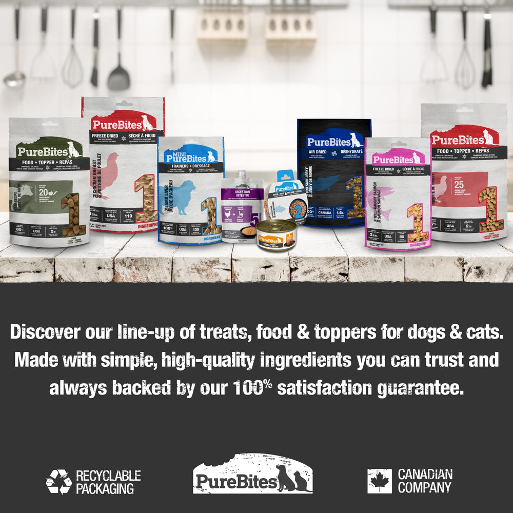 PureBites treats next to coin showing size and portion control benefit