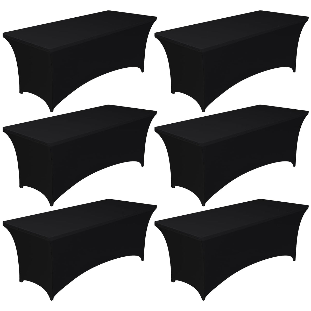 Pureegg front view fitted tablecloth on 6ft rectangle table provides sleek event-ready look