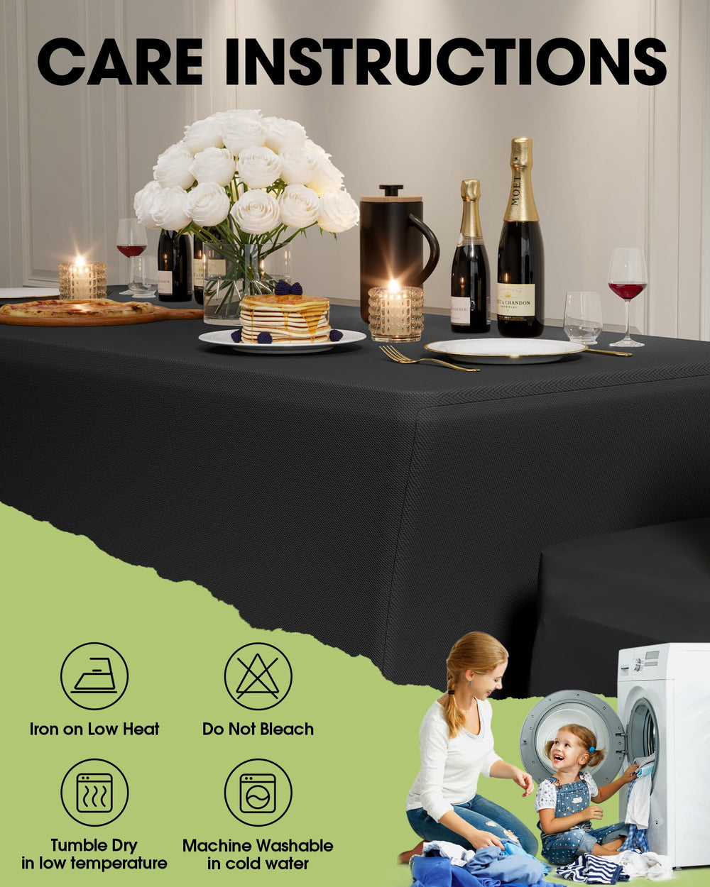 Pureegg scale comparison with chair and centerpiece demonstrates tailored fit and coverage