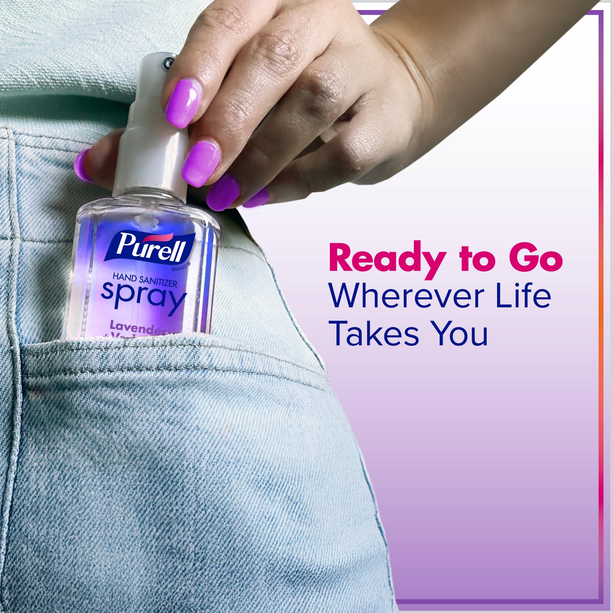 PURELL product label highlighting ingredients and Women-Owned certification benefit