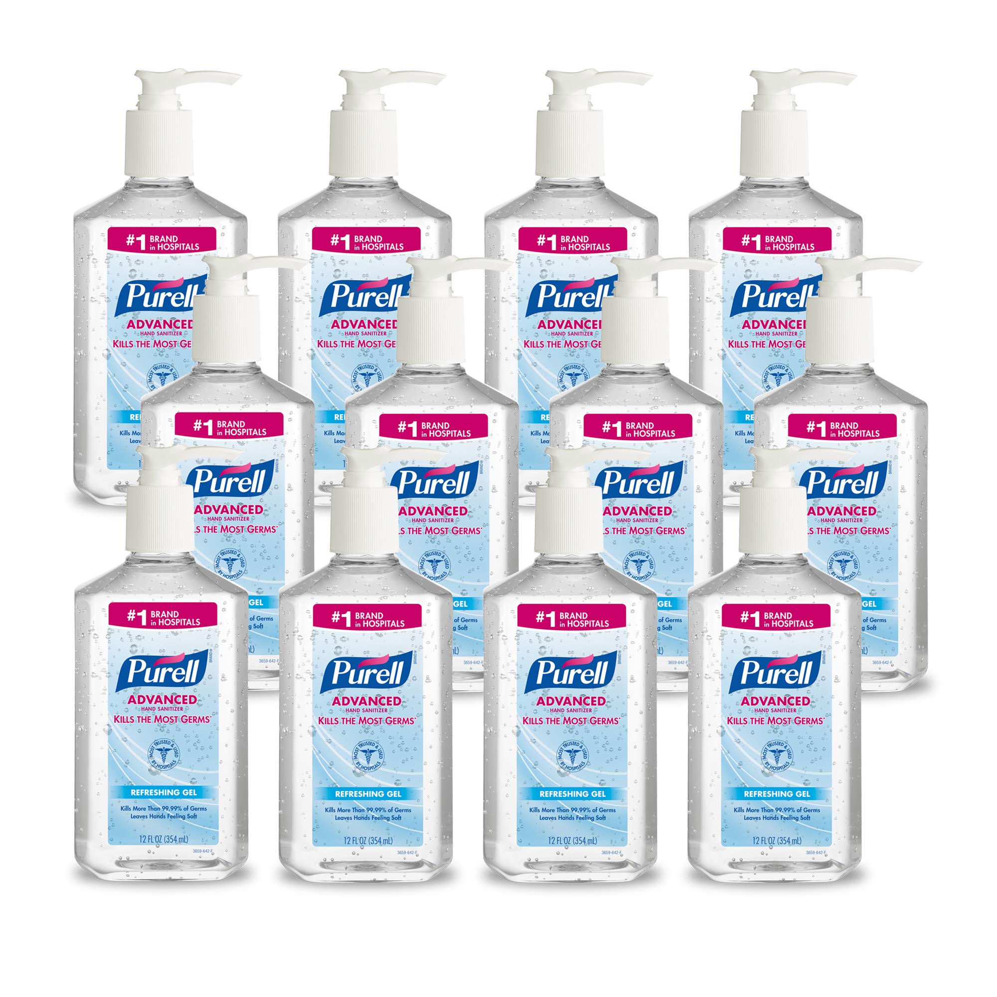 PURELL pump bottle front view showing brand and pump, promotes visible hygiene