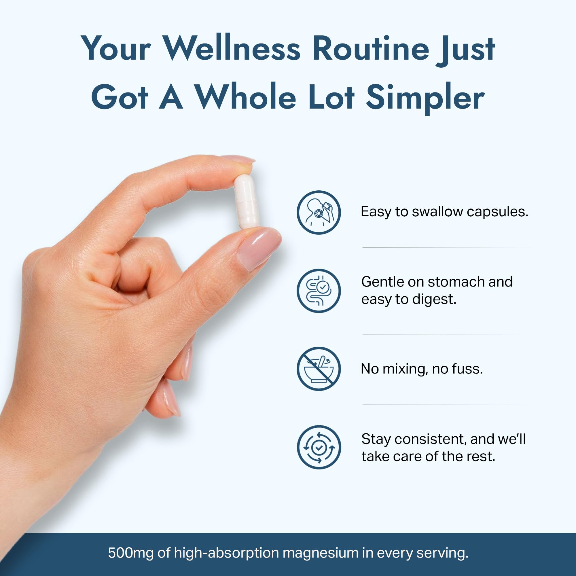 Purely Optimal capsules in hand demonstrating convenient portioning