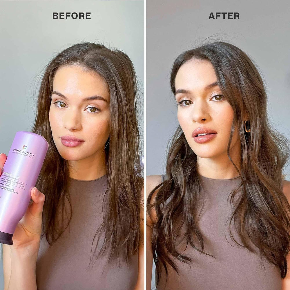 Pureology with jojoba illustration emphasizing natural emollient inclusion for softer ends