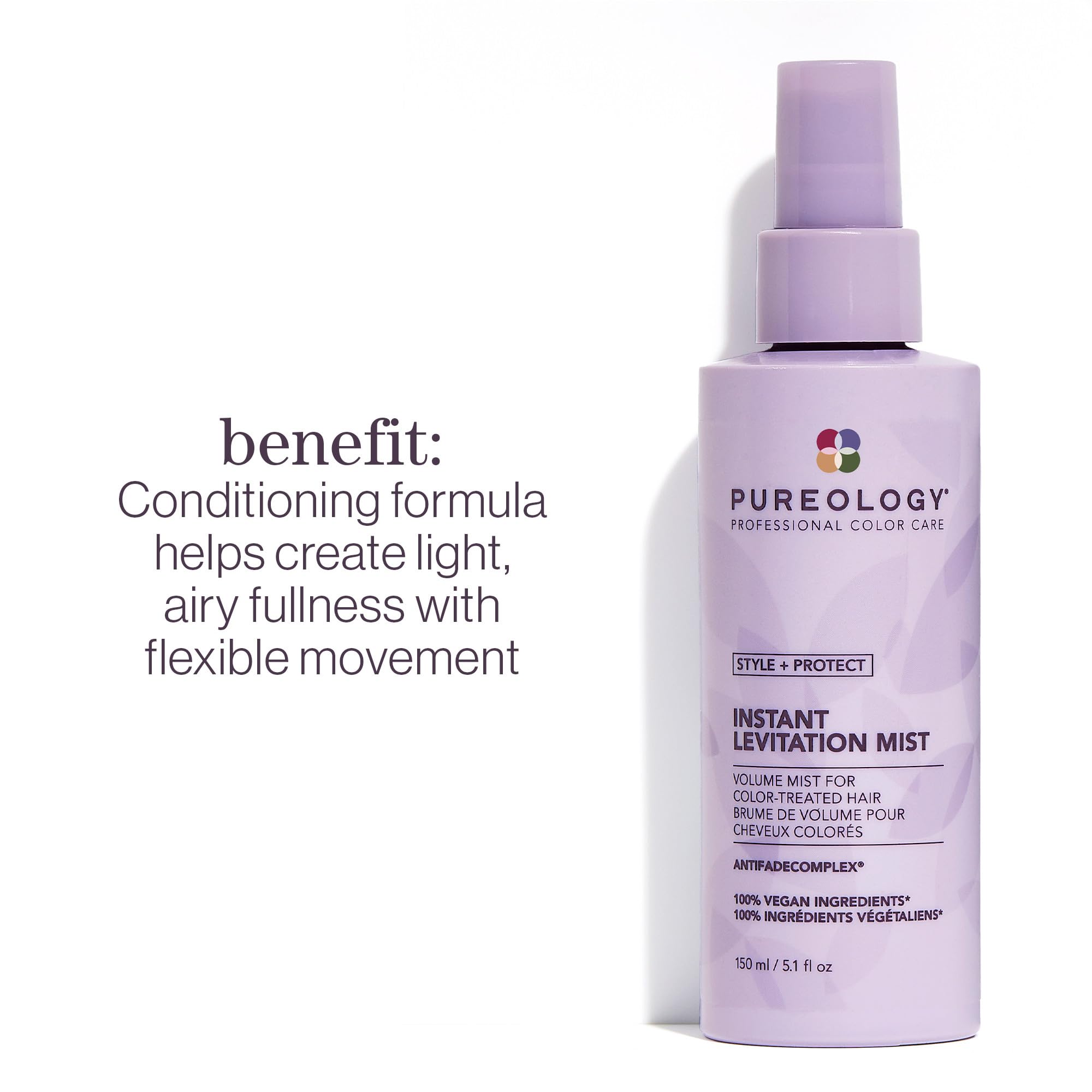 Pureology mist spraying fine, even coverage to create instant lift