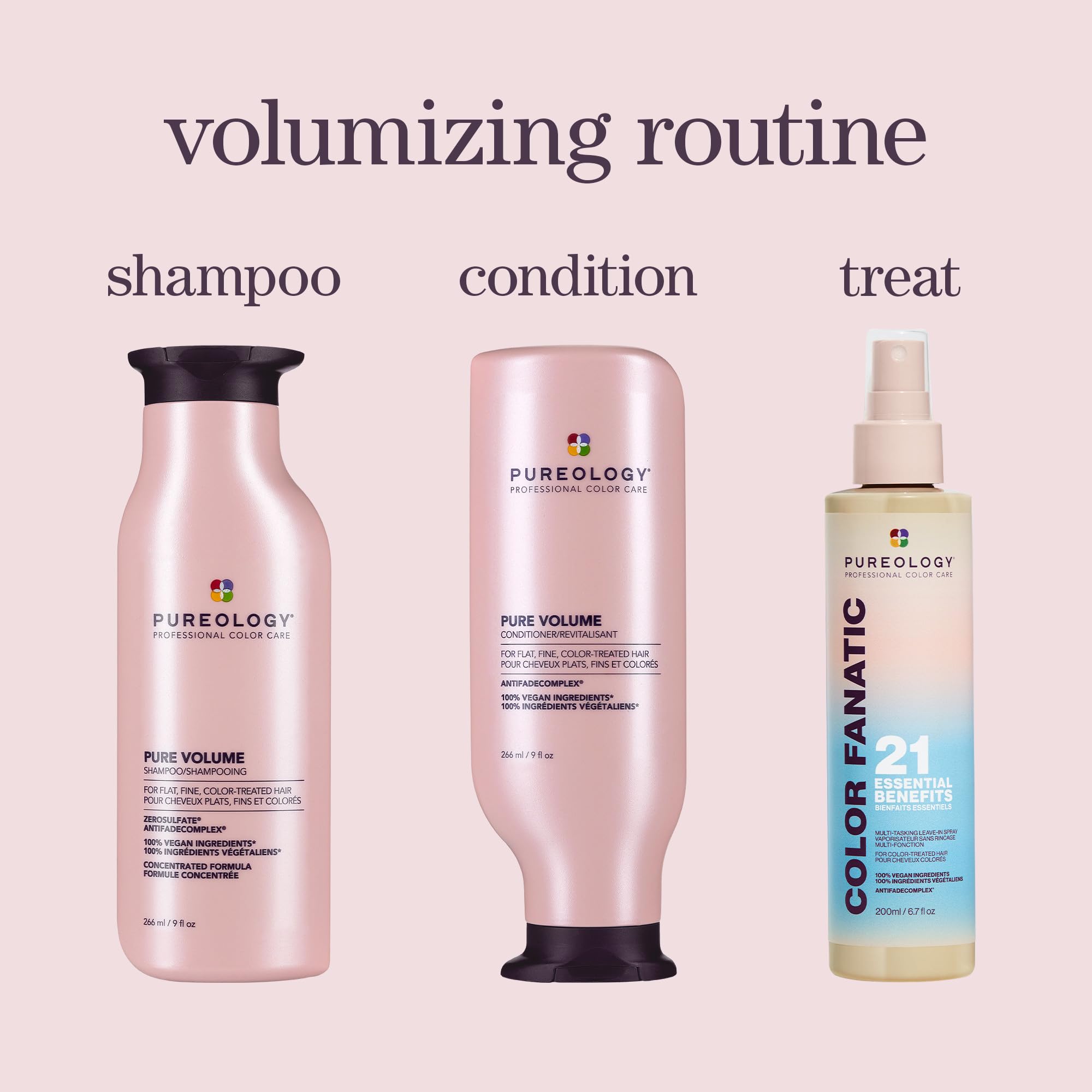Key ingredients with Pureology bottle highlighting color-protecting formula