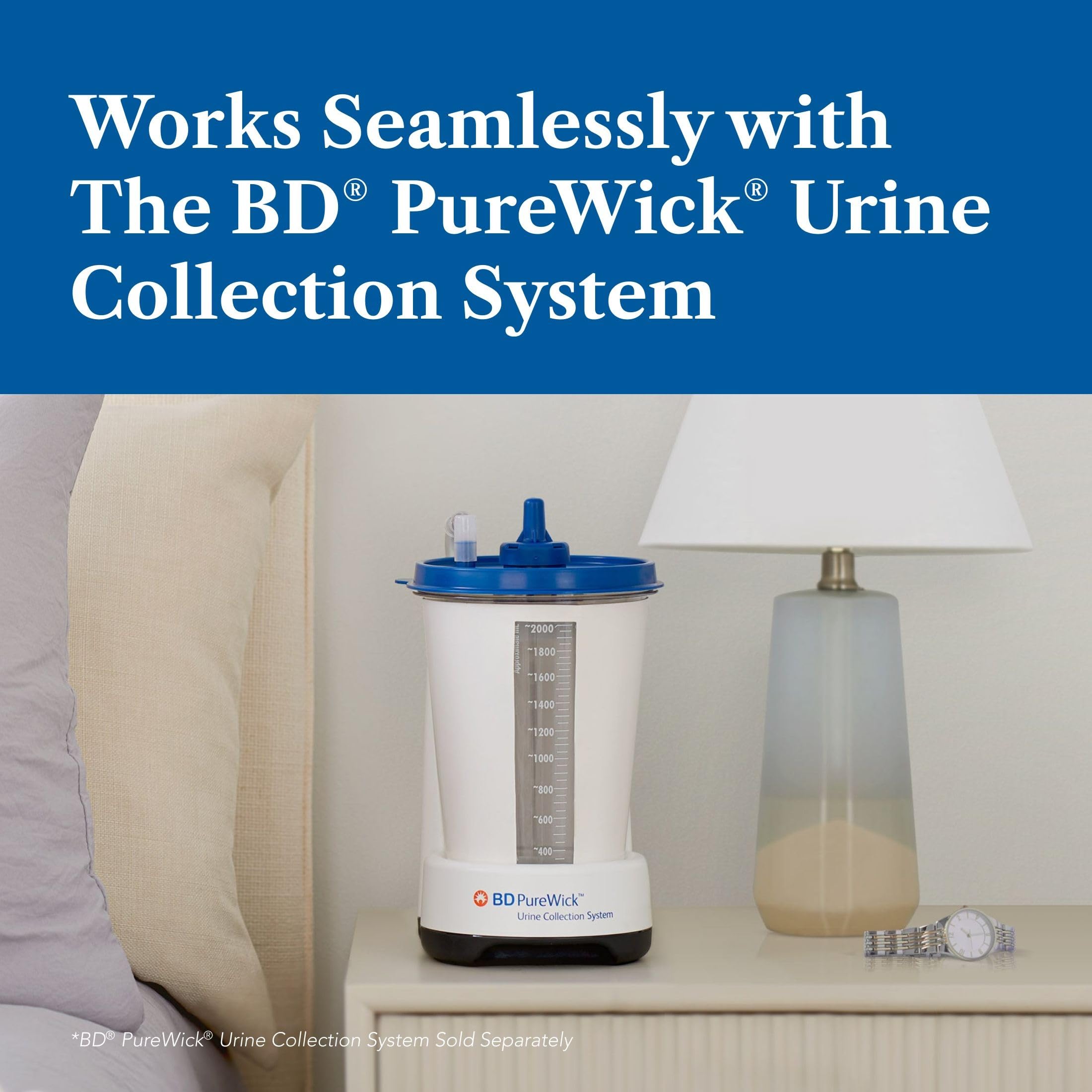 PureWick installed in home setting depicting discreet, low-profile operation