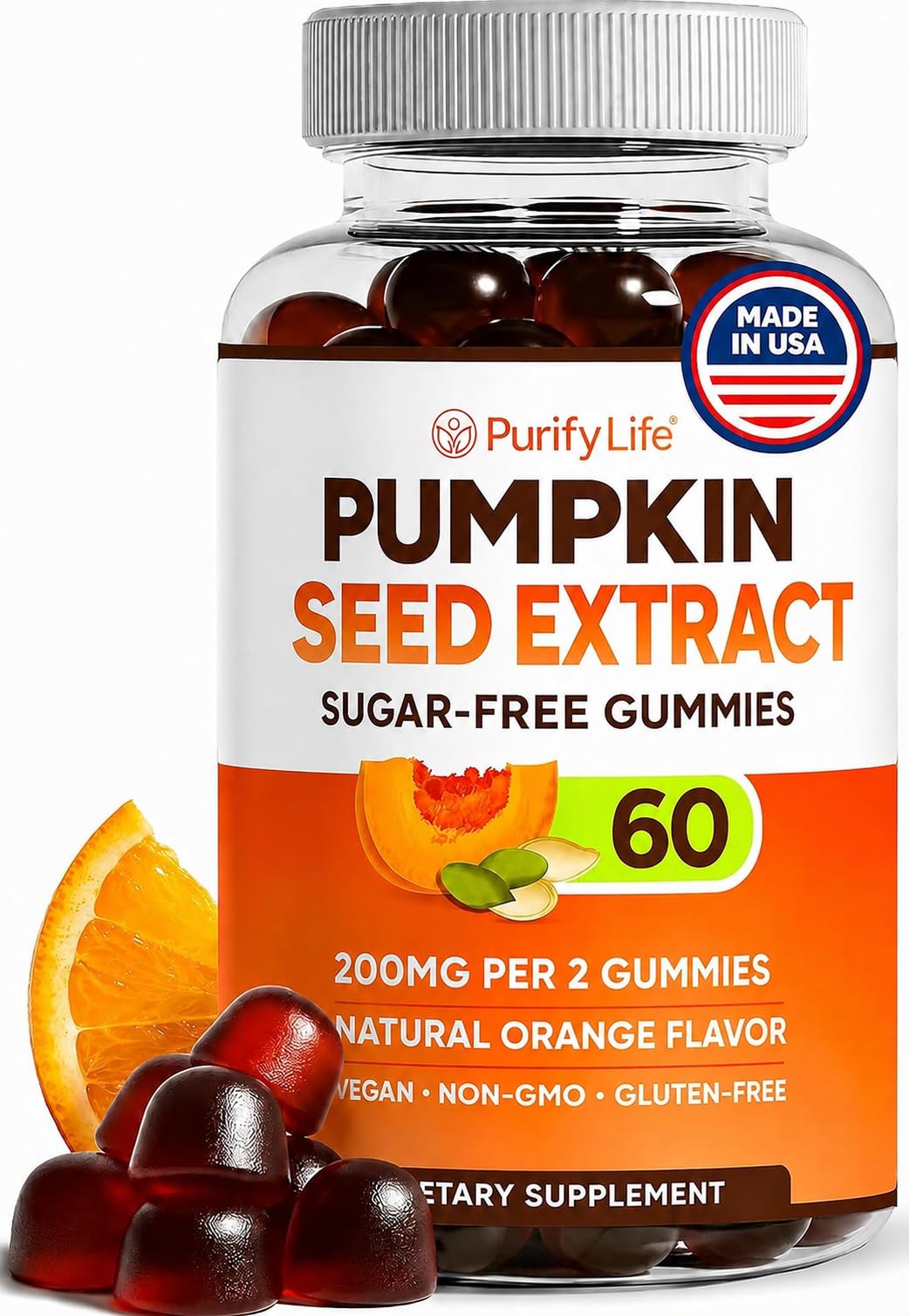 Purify Life front bottle showing gummy supplement and branding benefit clarity