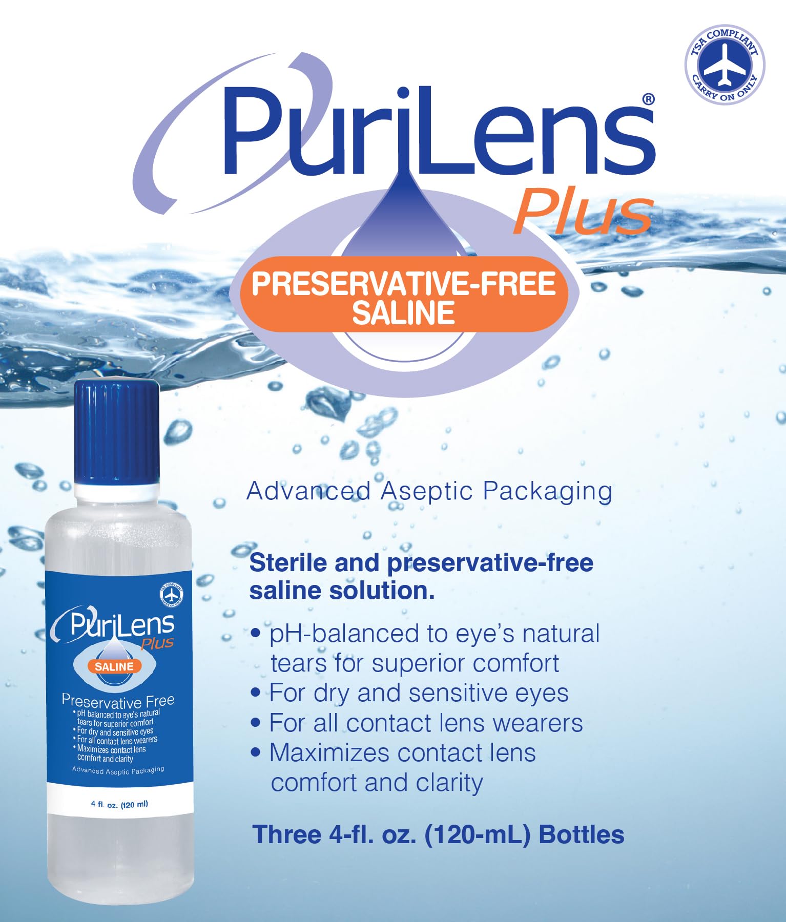 Purilens cap and nozzle detail for precise dispensing and safety