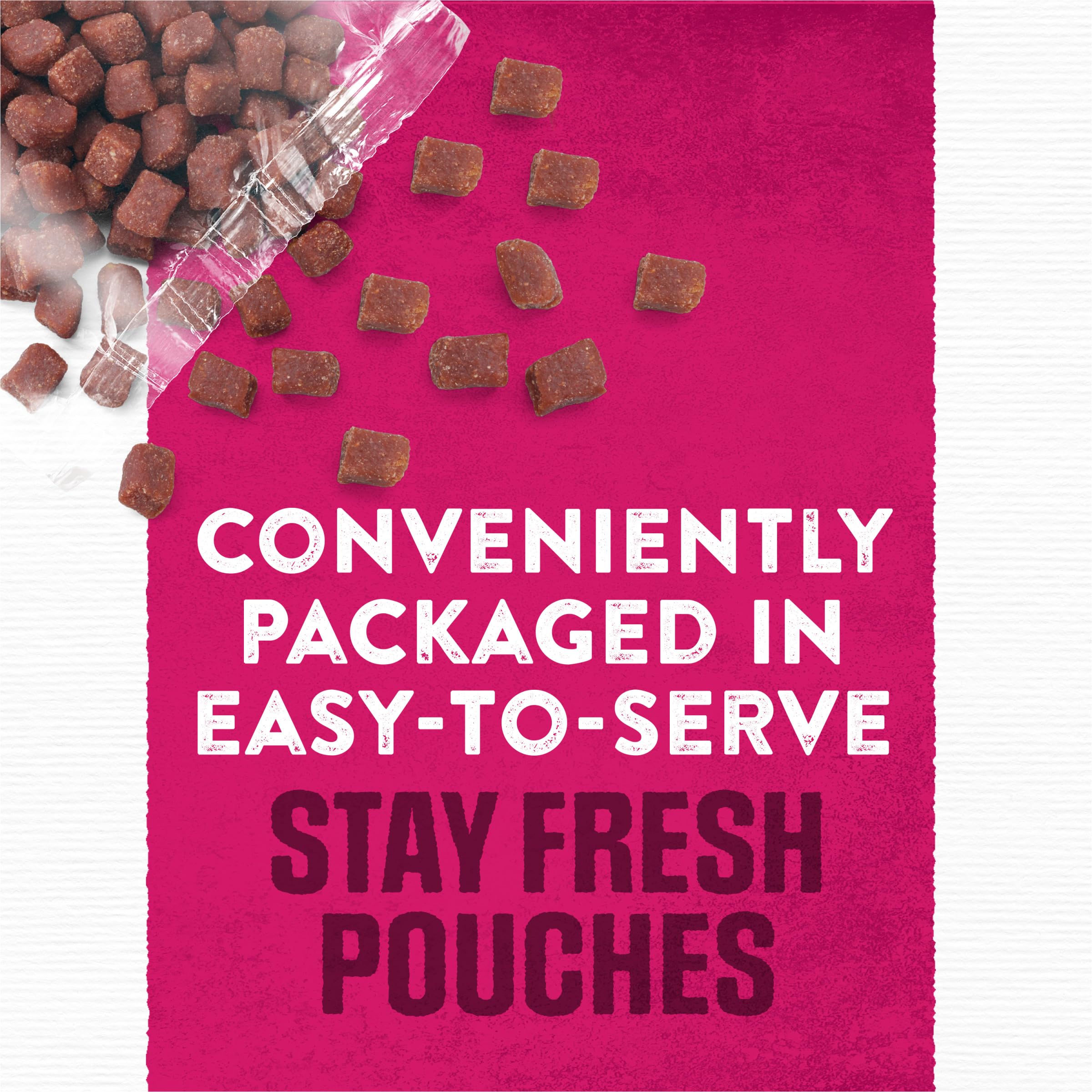 Purina Moist & Meaty pouches stored in a pantry, easy grab‑and‑serve convenience