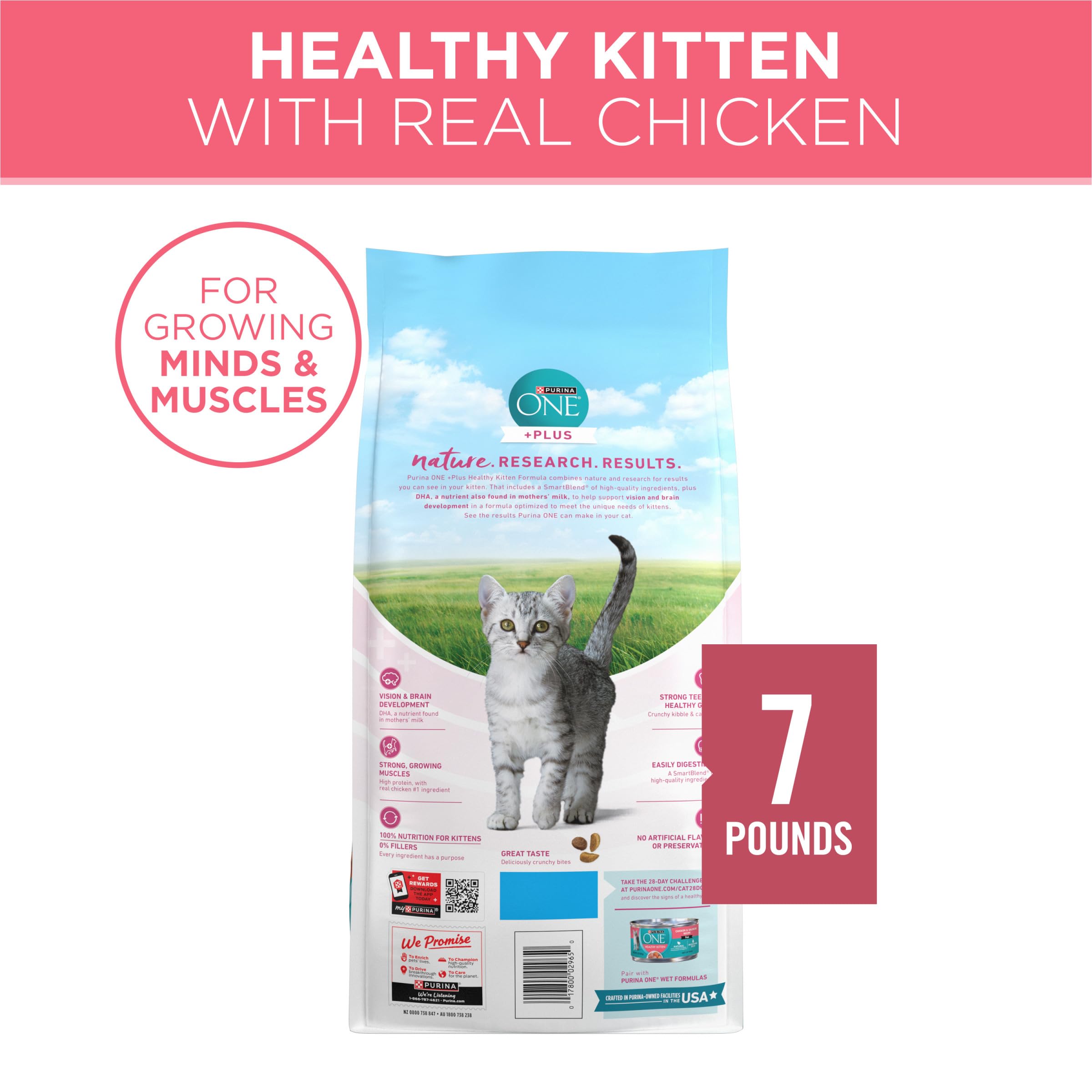 Purina ONE calcium emphasis with tooth graphic supporting dental health