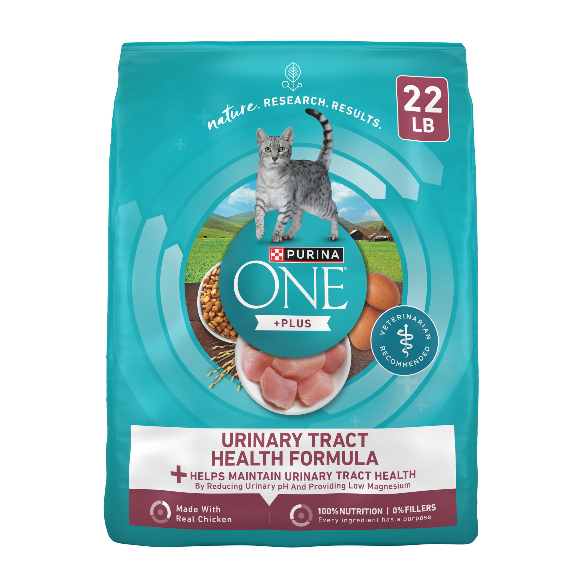 Purina ONE front of bag showing formula and benefits