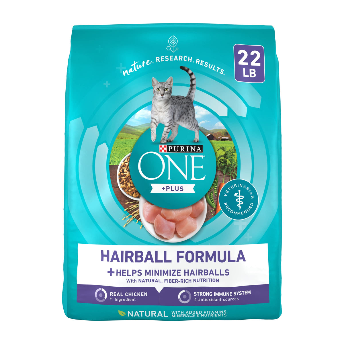 Purina ONE front of bag showing product name and weight promoting informed purchase