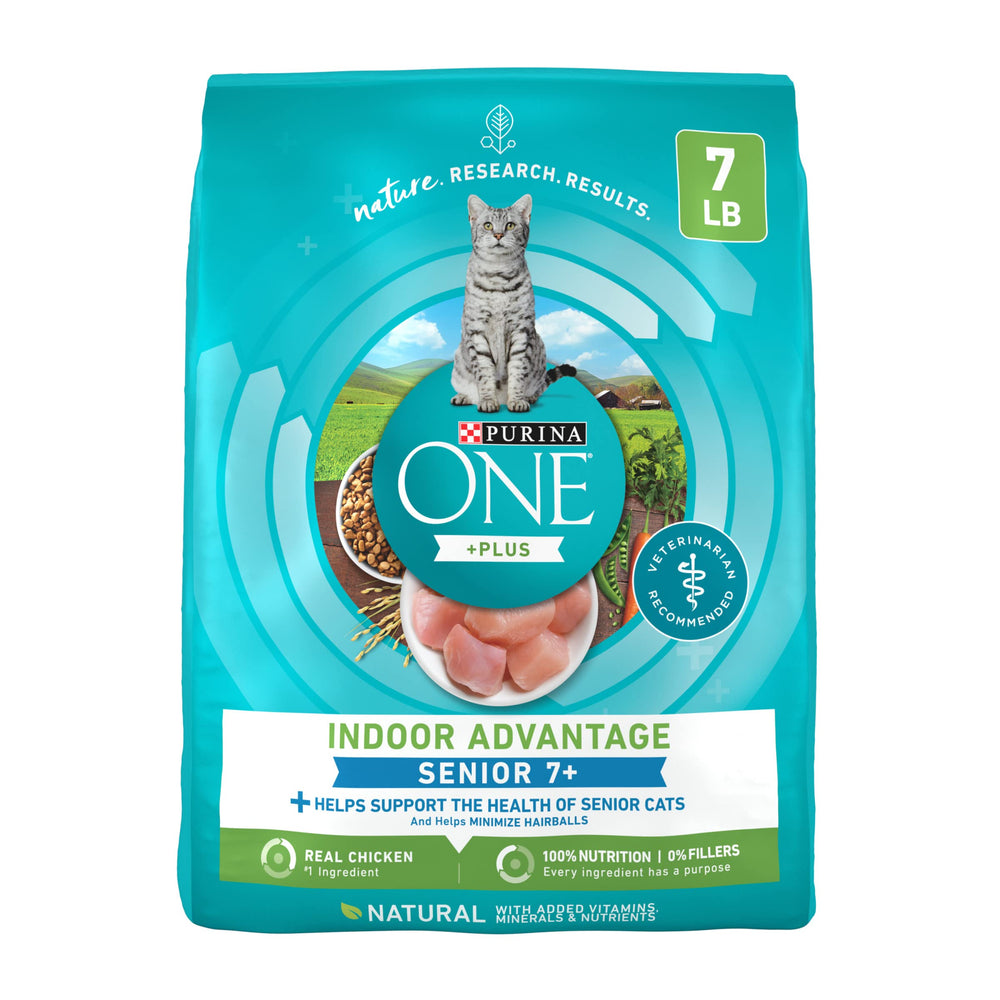 Purina ONE front packaging showing 7 lb bag and branding benefits