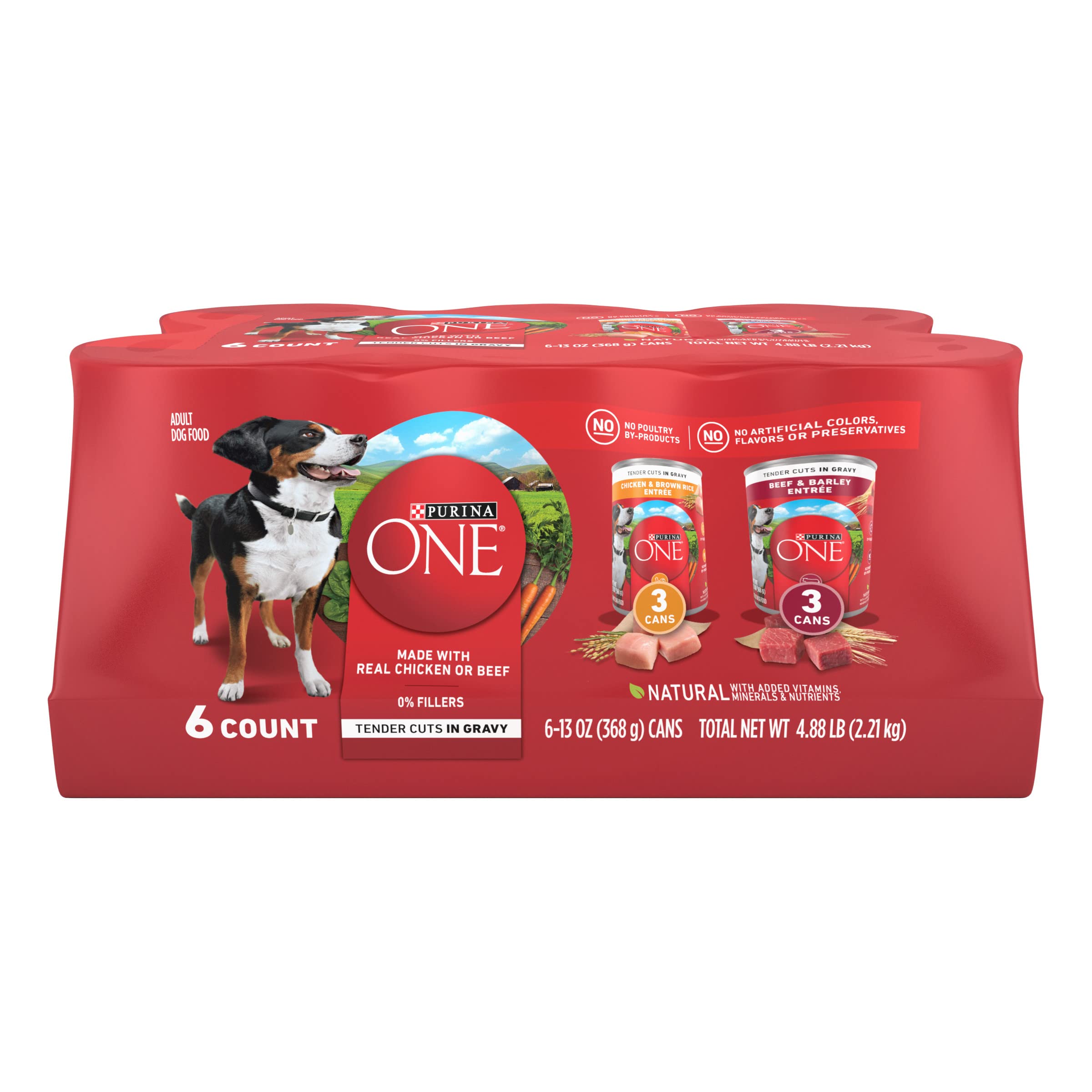 Purina ONE front packaging showing variety pack and benefits