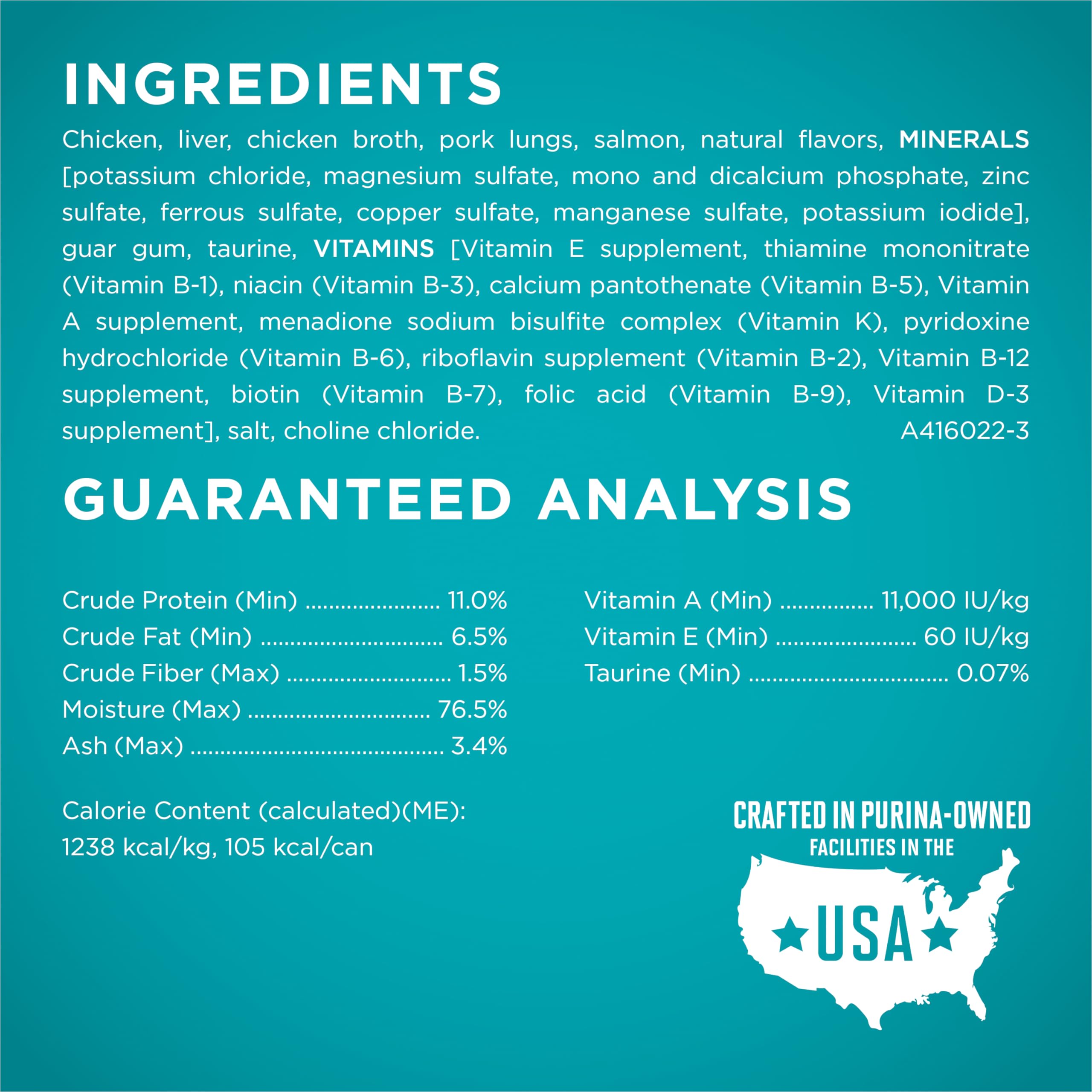 ingredient label closeup on Purina ONE can highlighting real meat claim