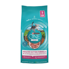 Purina ONE front packaging showing 7 lb kitten bag and benefits