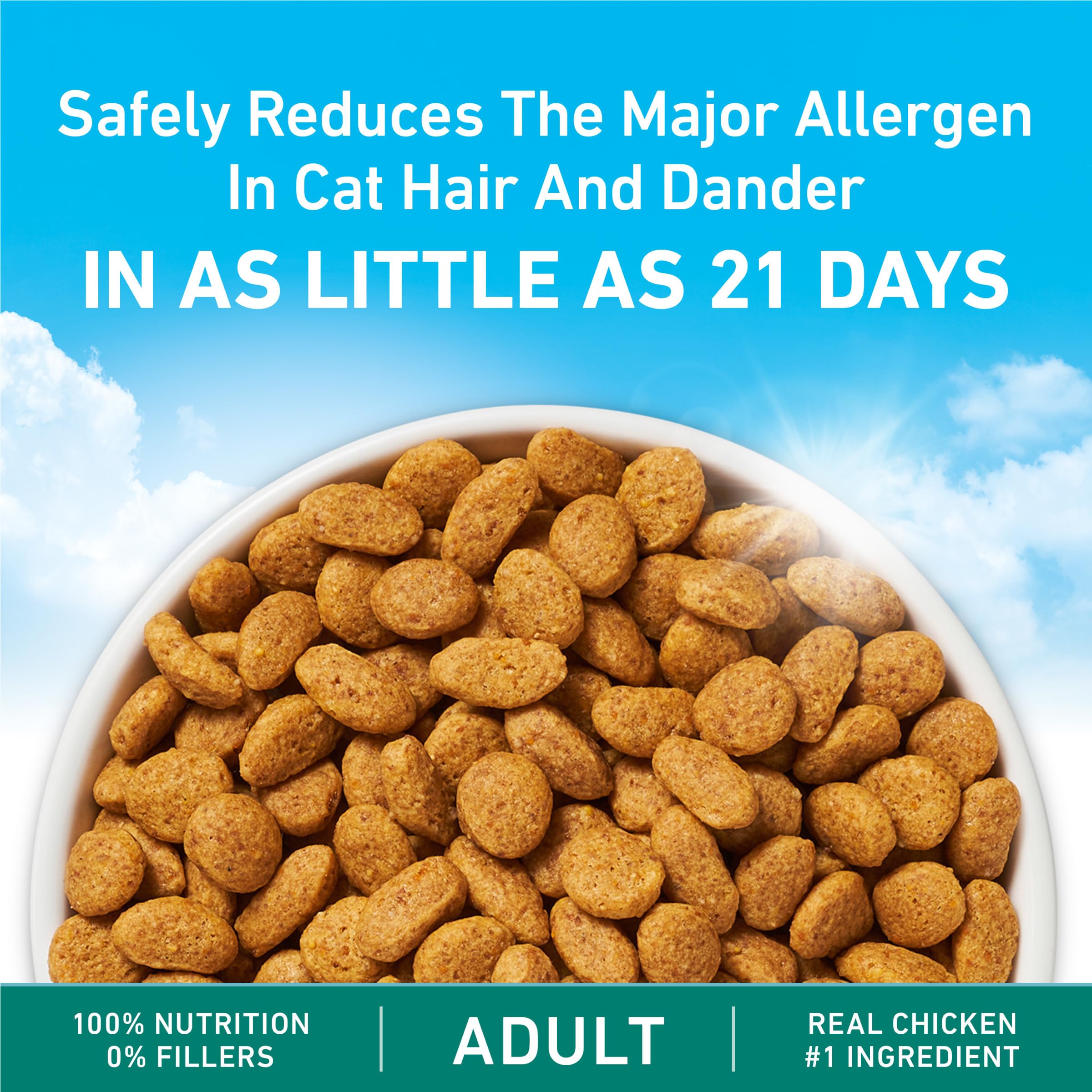 Purina ONE bag beside household objects for 6.3 lb size and storage benefit