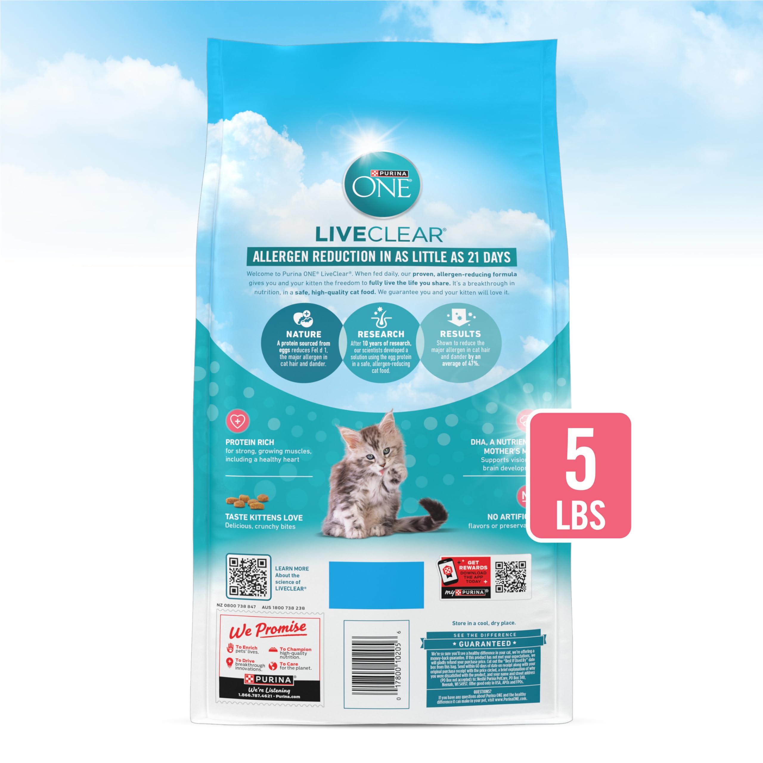 Graphic of feeding chart from Purina ONE LiveClear bag to assist portioning