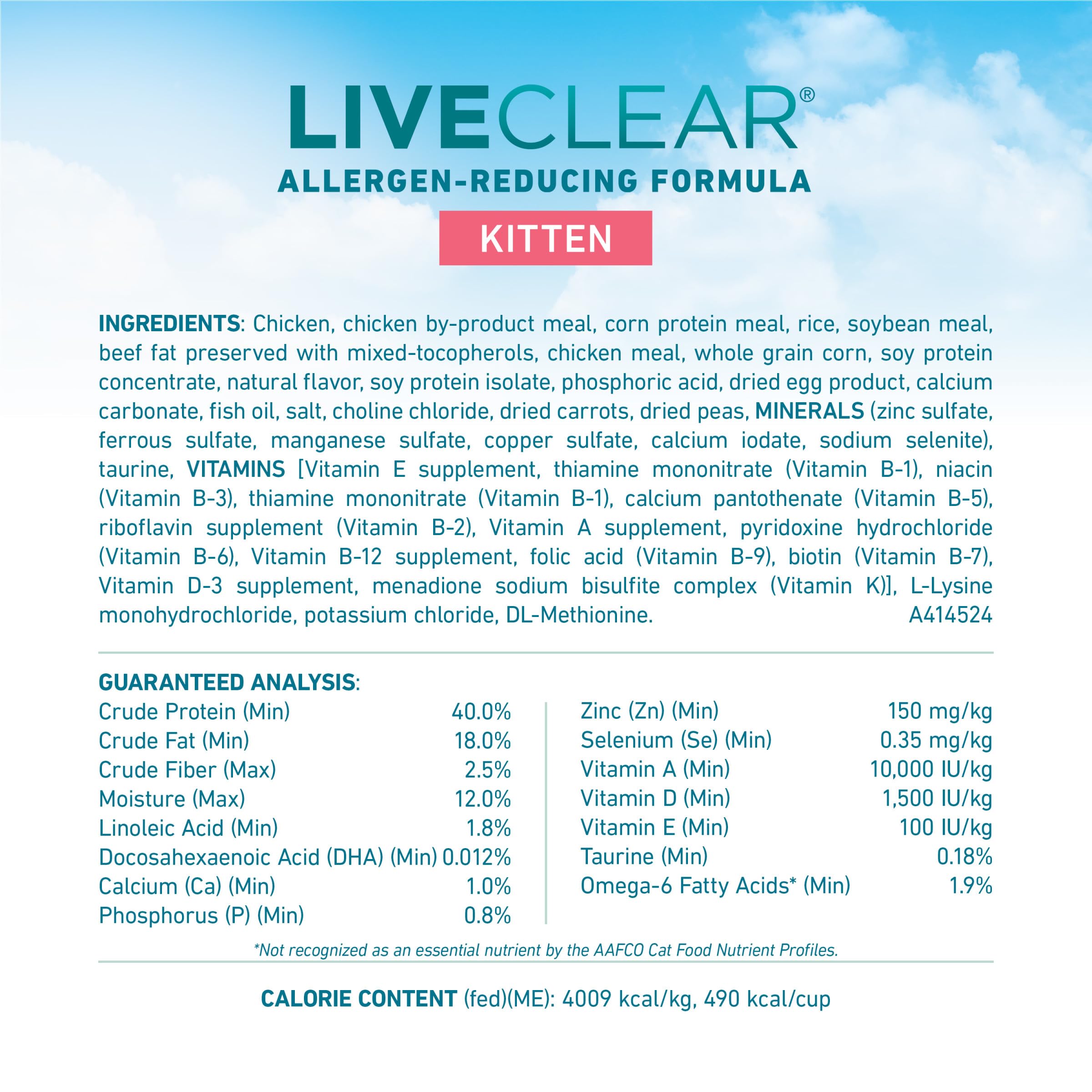 Kitten eating Purina ONE LiveClear from bowl showing appetite and enjoyment
