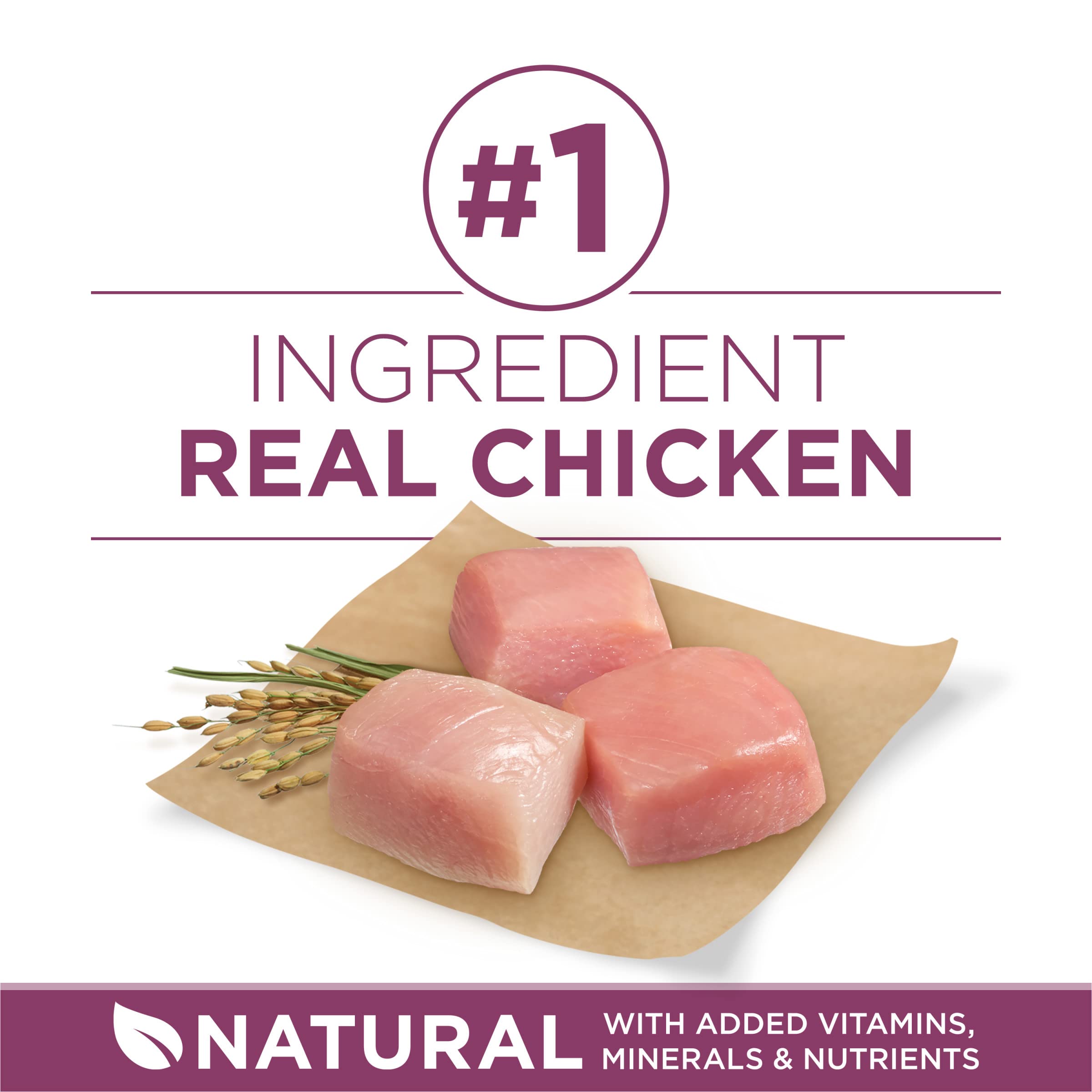 Purina ONE raw chicken ingredient image emphasizing high-protein source