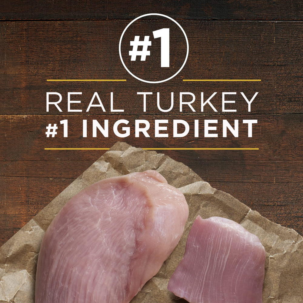 Raw turkey and venison ingredients pictured to highlight real-protein