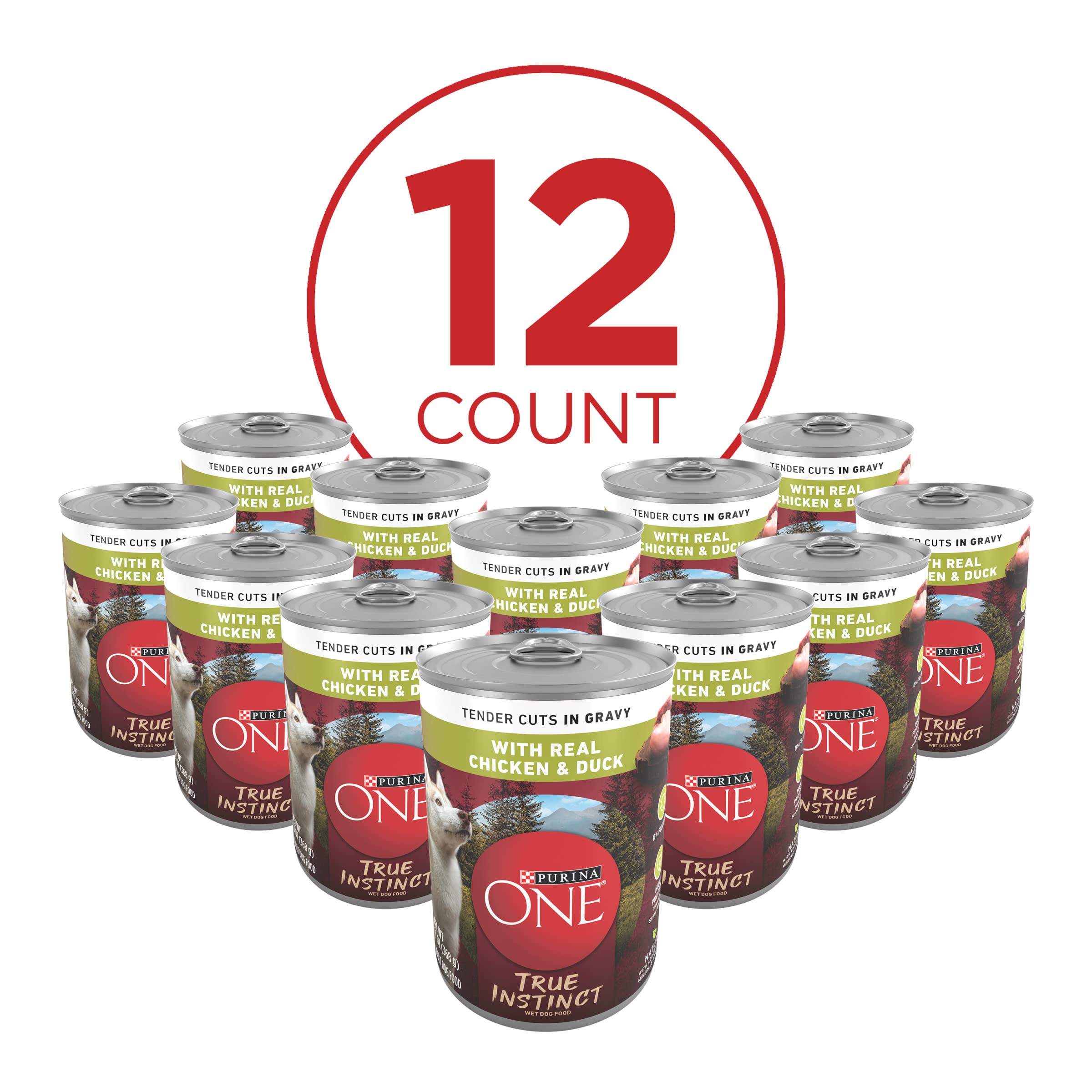 Purina ONE open can with gravy illustrating moist texture and enticing aroma appeal