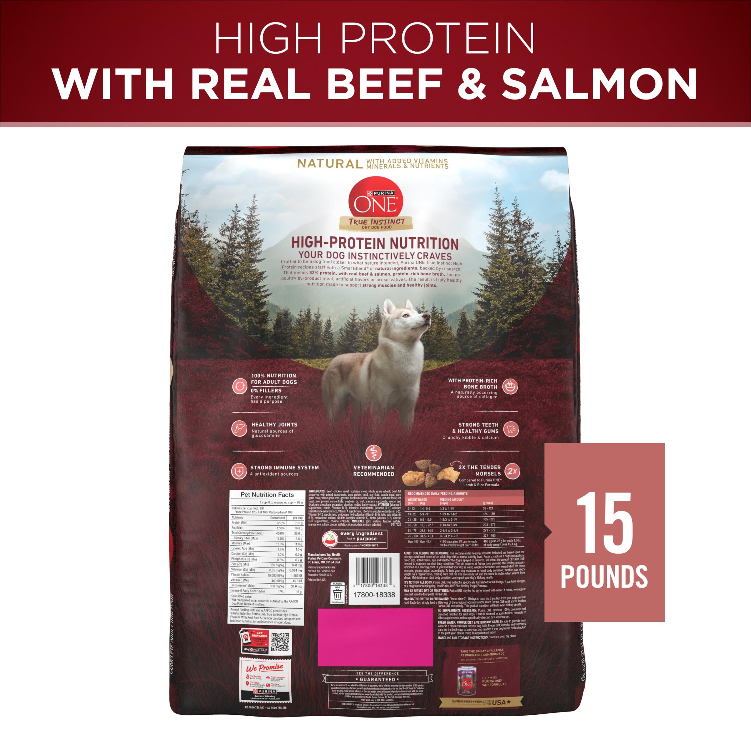 Purina ONE fresh salmon and beef ingredients illustrating quality